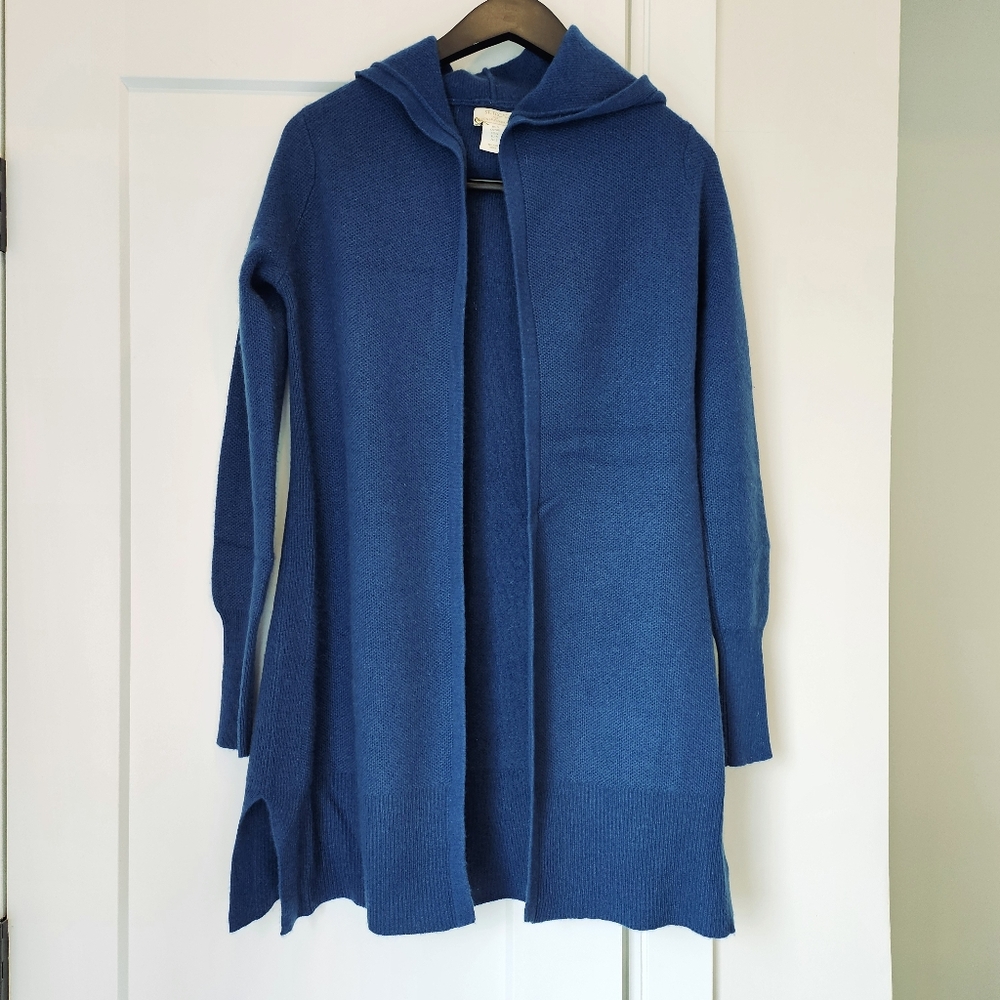 St. Tropez Women S 100% 2 Ply Cashmere Open Drape Hooded Long Cardigan Sweater
